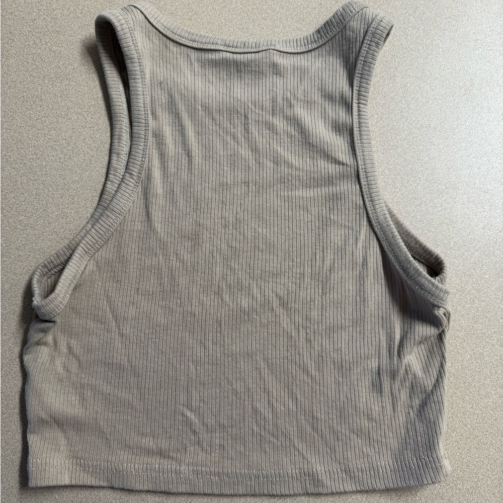 Gray Ribbed Tank Top